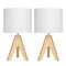 Set of 2 Compact Tripod Table Lamps for Bedroom or Living Room